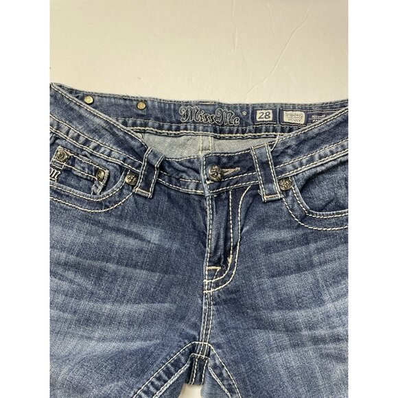 Miss Miss Women’s 28x32 Blue Denim Jeans Skinny Embroidered Stretch - Picture 8 of 9